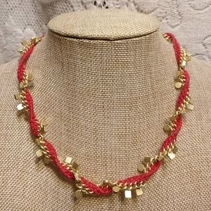 Madewell Gold Coral Woven Chain Tassel Necklace